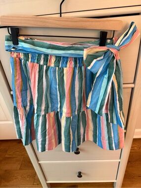 Anthropologie Somerset Striped Mini Skirt in Blue, Green, Pink, Yellow